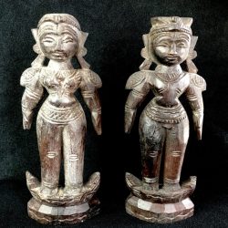 Pair of Vintage Redwood Hand Carved Marapachi Dolls