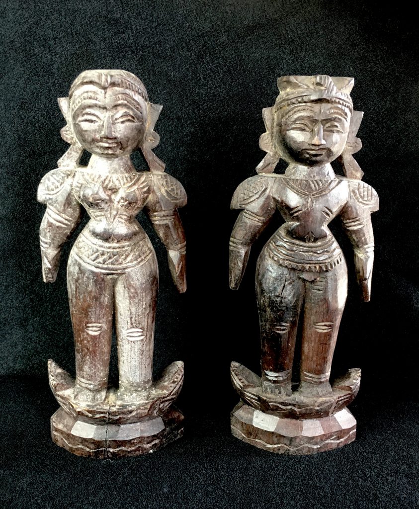 Pair of Vintage Redwood Hand Carved Marapachi Dolls